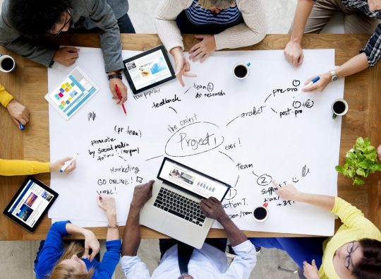 Group of diverse people having a business meeting
