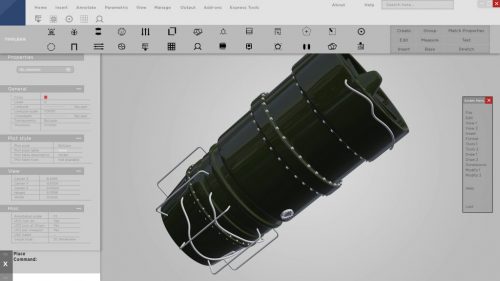 Prototype interface or HUD of 3D CAD design of a turbine