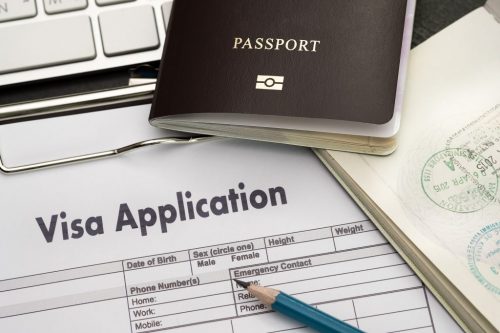 Visa application form to travel Immigration a document Money for